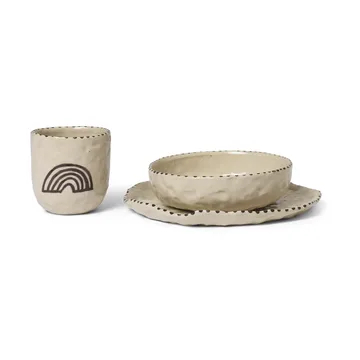 Naive children's dinnerware set 3 pieces - Red brown - Ferm Living