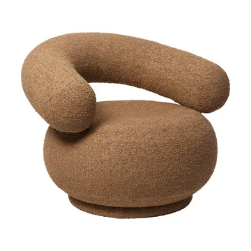 Orbo Lounge chair swivel - Raw bouclé - Tan - Ferm Living