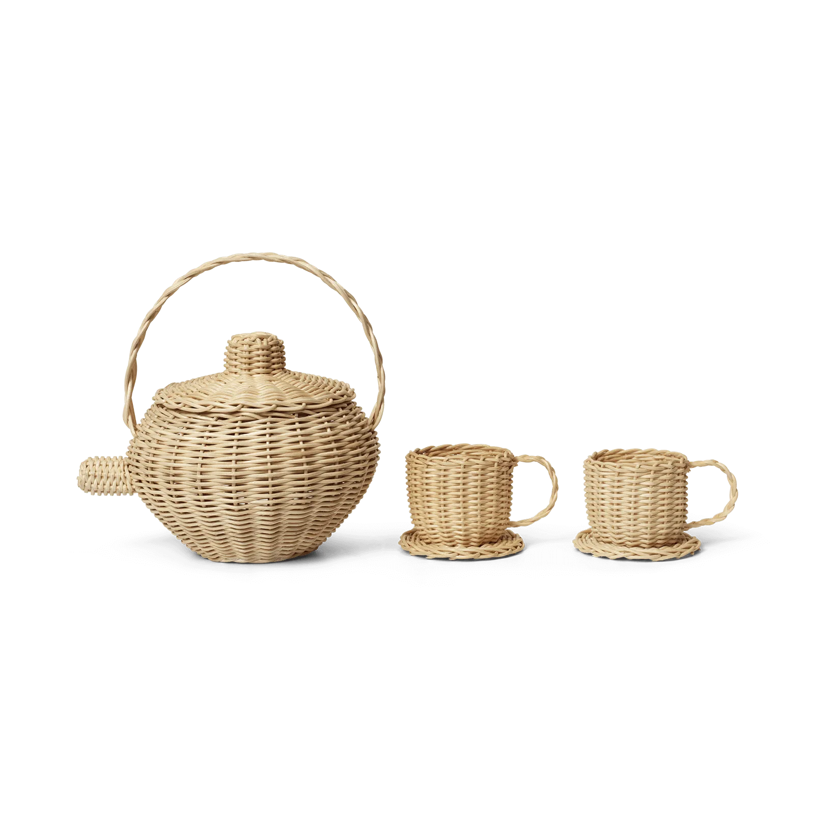 Rattan tea set 3 pieces, Natural Ferm Living