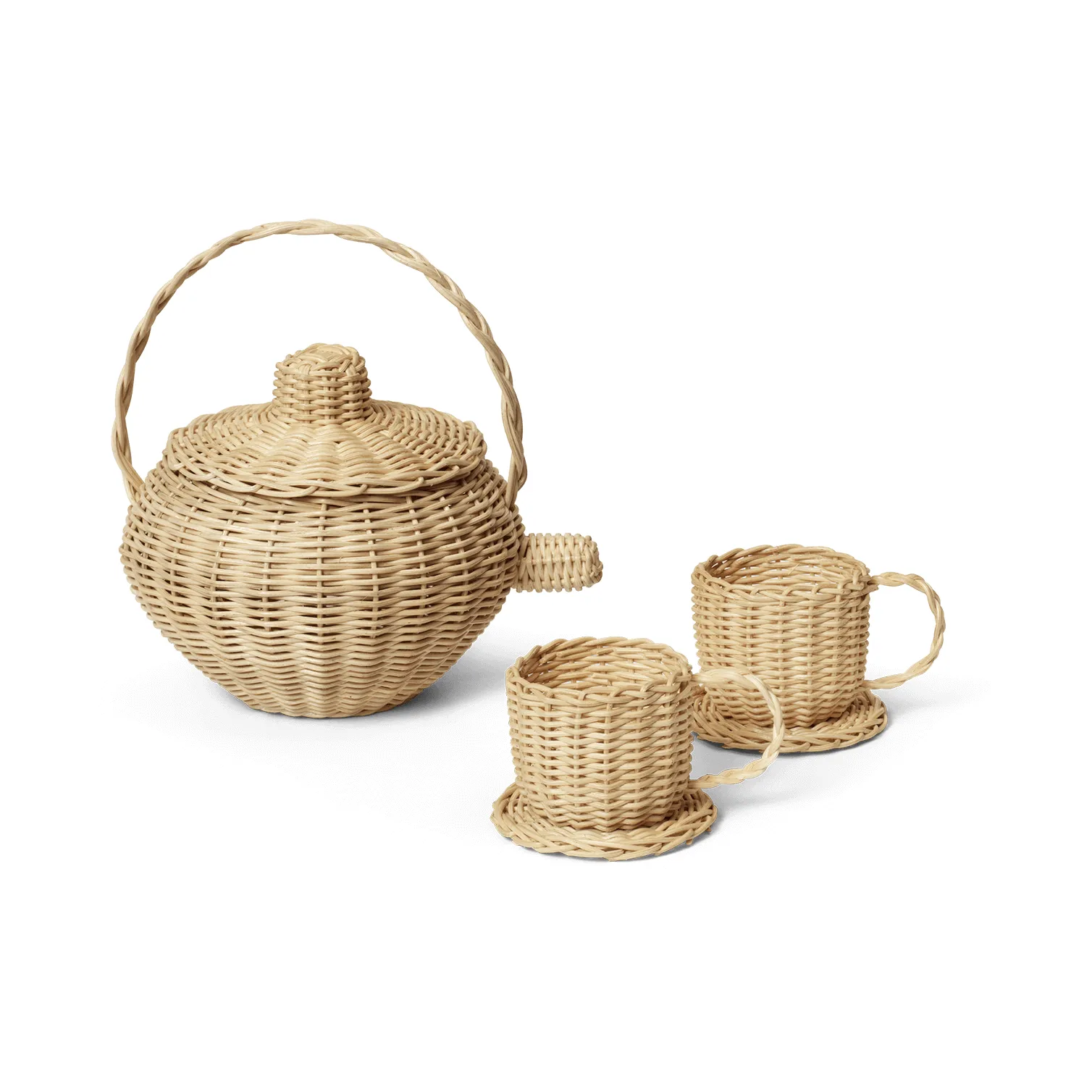 Rattan tea set 3 pieces, Natural Ferm Living