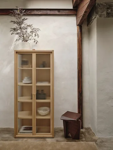 Reed display cabinet 70x155 cm - Natural oak - Ferm Living