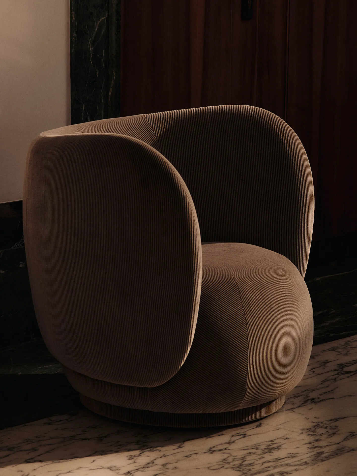 Rico lounge chair, Devoré velvet-Flint grey Ferm Living