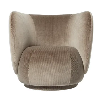 Rico lounge chair swivel - Devoré velvet-Flint grey - Ferm Living