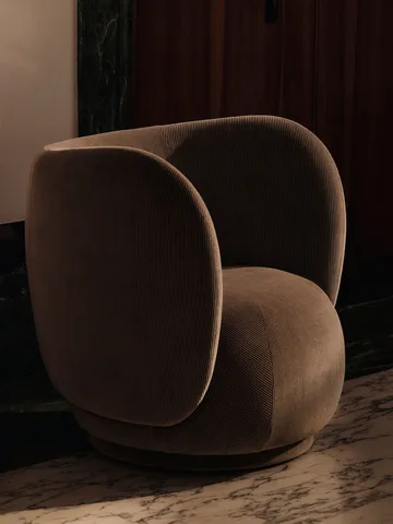Rico lounge chair swivel - Devoré velvet-Flint grey - Ferm Living