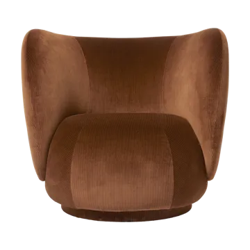 Rico lounge chair swivel - Devoré velvet-Rust - Ferm Living