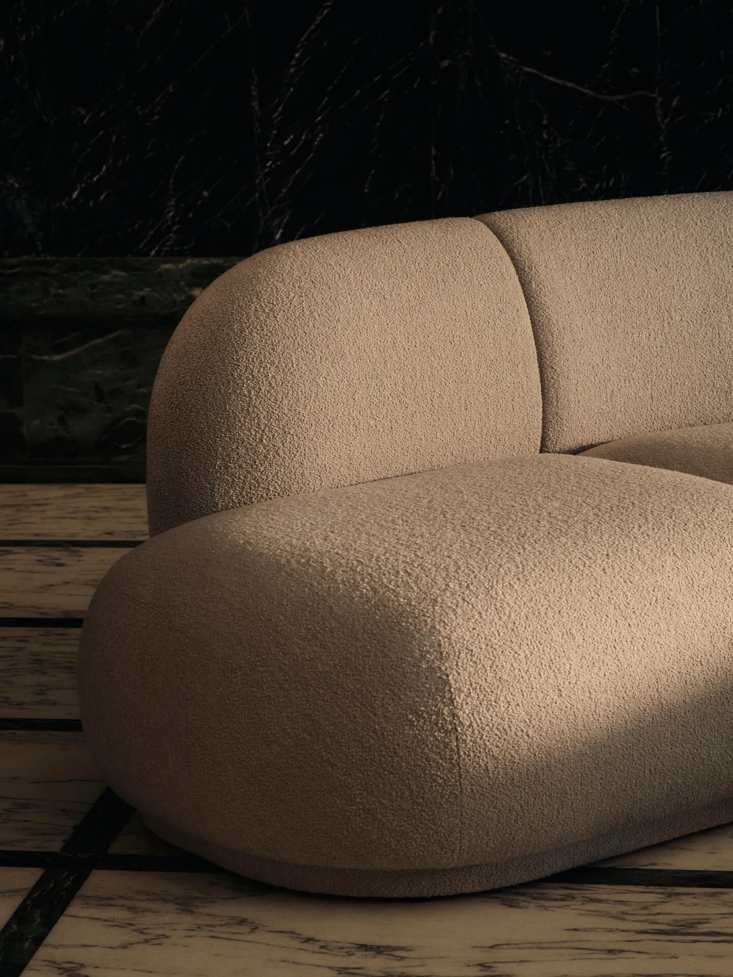 Rico open sofa module L, Soft bouclé-natural Ferm Living