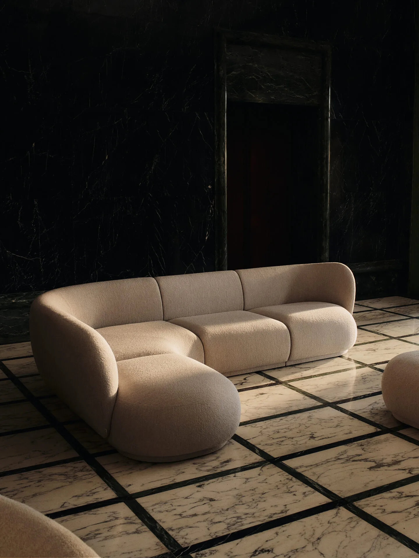 Rico open sofa module L, Soft bouclé-natural Ferm Living