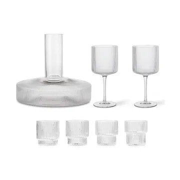 Ripple carafe and glass 17 pieces - Clear - Ferm Living