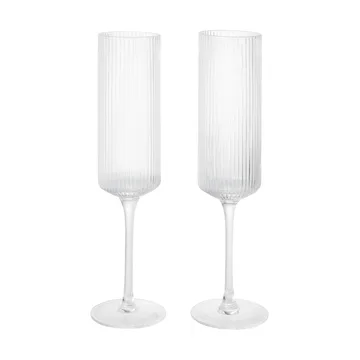 Ripple Champagne flutes champagne glasses 15 cl 2-pack - Clear - Ferm Living