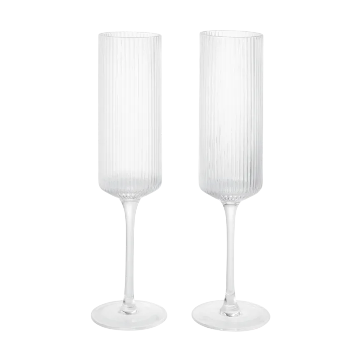 Ripple Champagne flutes champagne glasses 15 cl 2-pack - Clear - Ferm Living