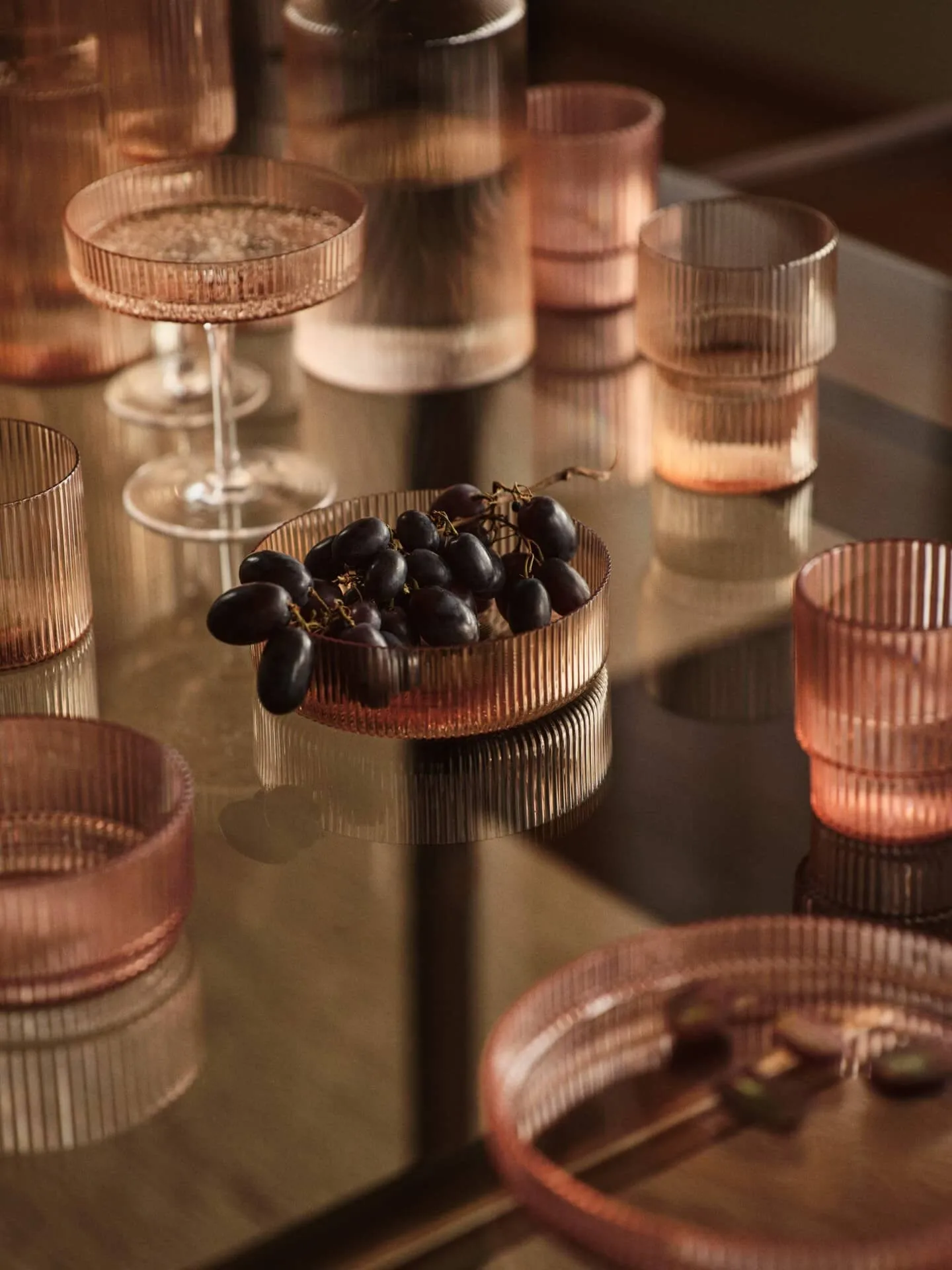 Ripple champagne glass 2-pack, Blush Ferm Living