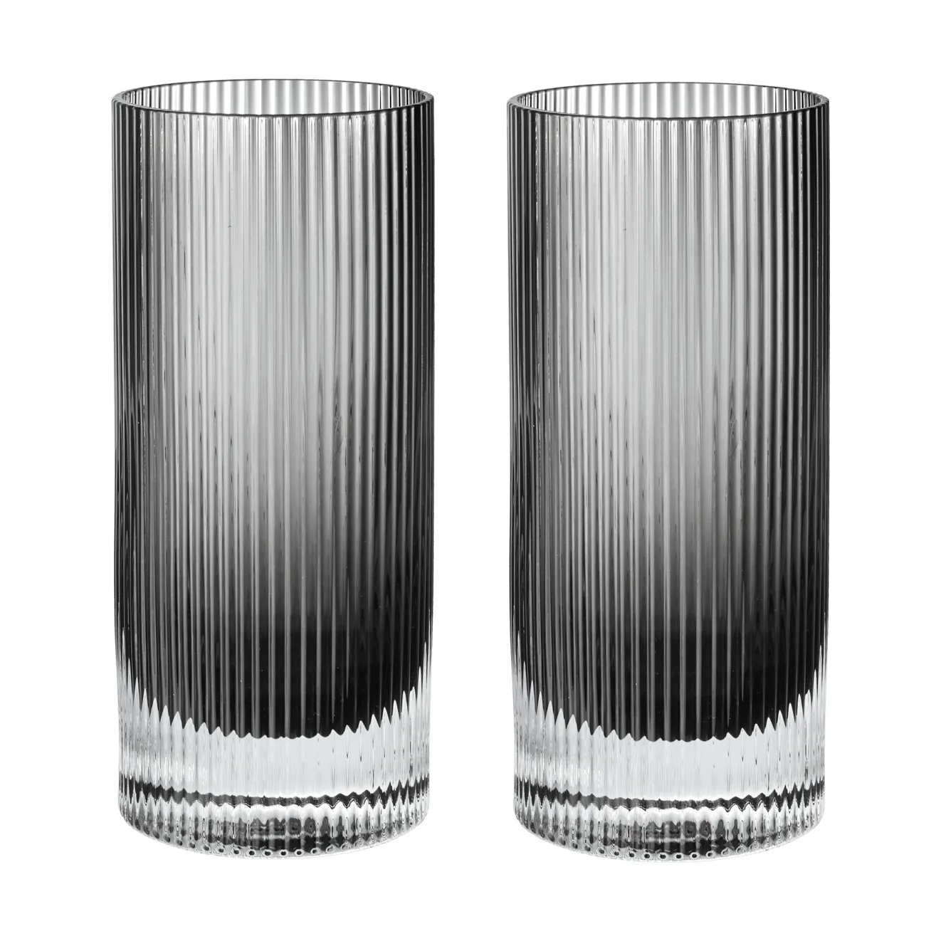 Ripple Highball glasses 48 cl 2-pack, Smoked grey Ferm Living