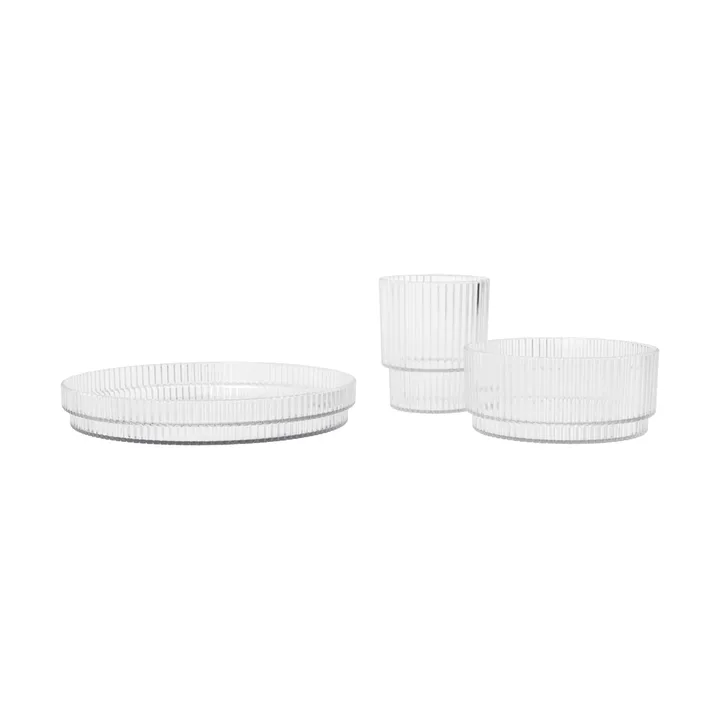 Ripple kids tableware set - Clear, 3 pieces - Ferm Living