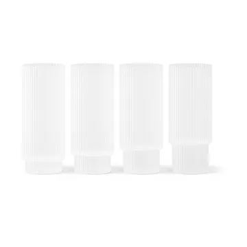 Ripple long drink glass 4-pack - Frosted - Ferm Living