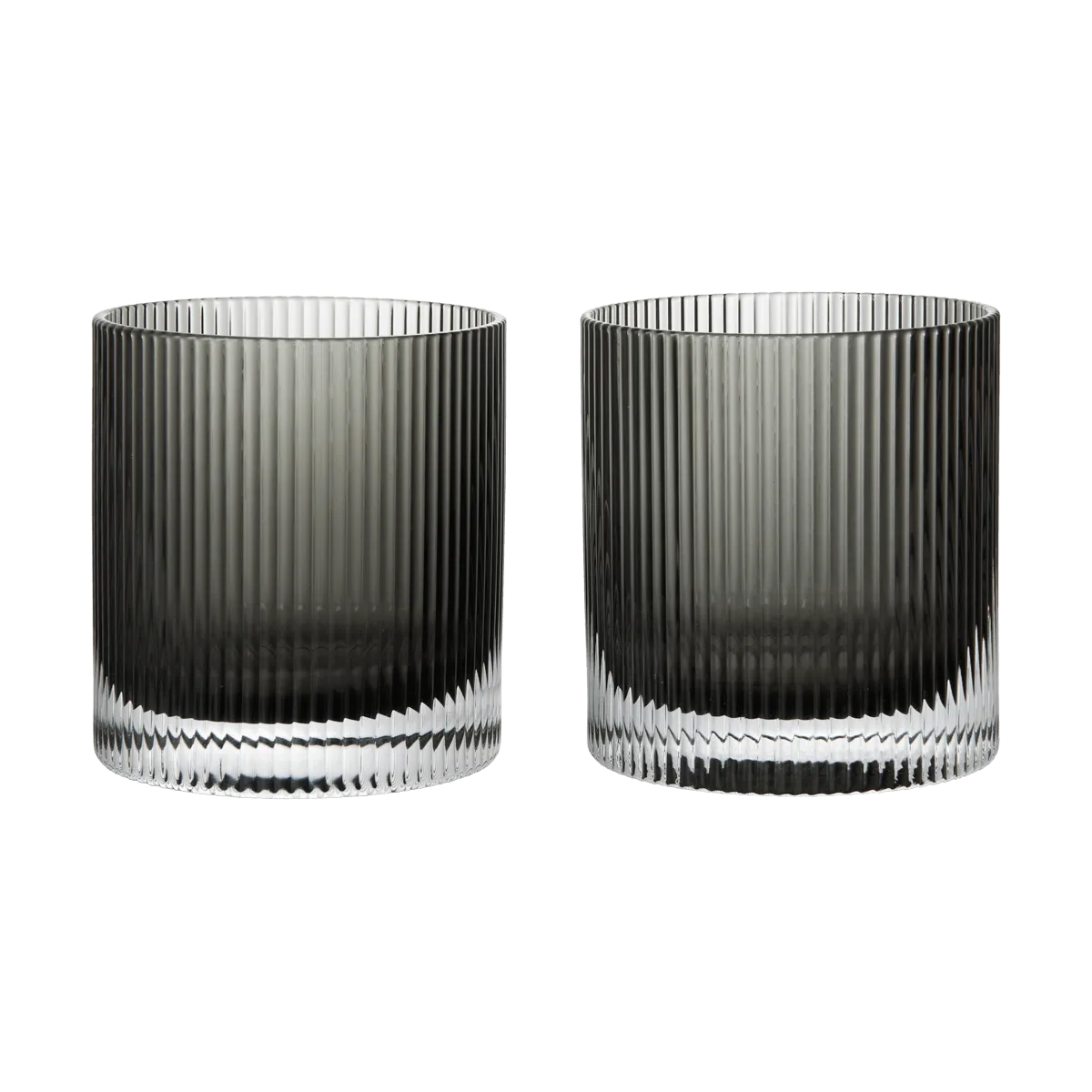 Ripple tumbler glass 25 cl 2-pack, Smoked Grey Ferm Living