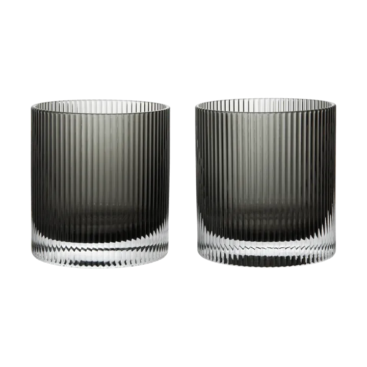 Ripple tumbler glass 25 cl 2-pack - Smoked Grey - Ferm Living
