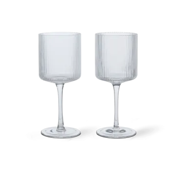 Ripple white wine glass 26 cl 2-pack - Clear - Ferm Living