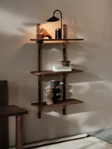 Sector shelf triple narrow - Smoked Oak, brass - Ferm Living