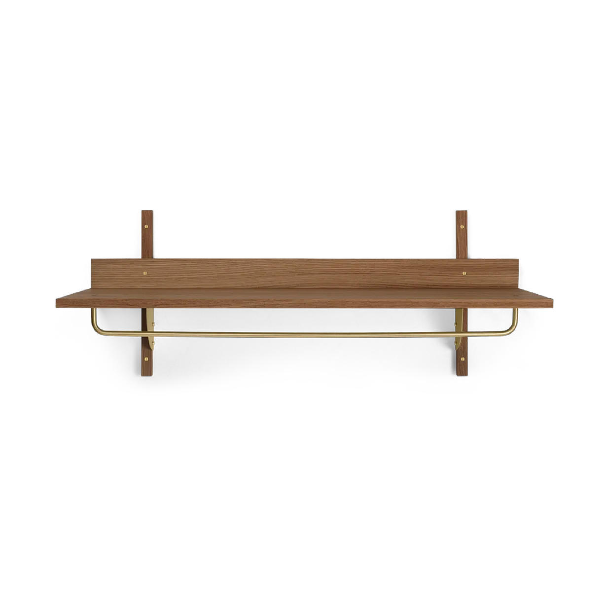 Sector shelf with hanging rail 37x87 cm, Smoked Oak, brass Ferm Living