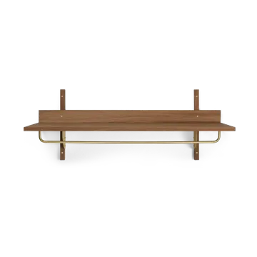 Sector shelf with hanging rail 37x87 cm - Smoked Oak, brass - Ferm Living
