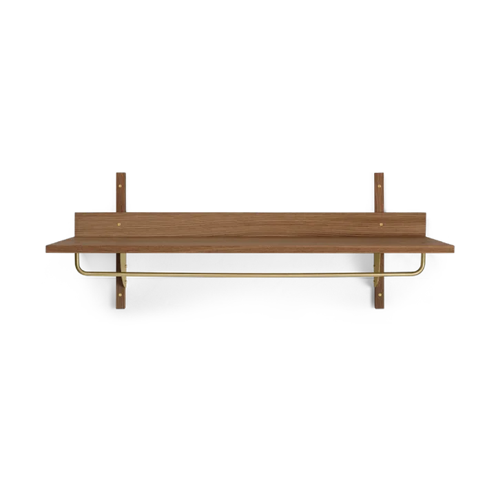 Sector shelf with hanging rail 37x87 cm - Smoked Oak, brass - Ferm Living