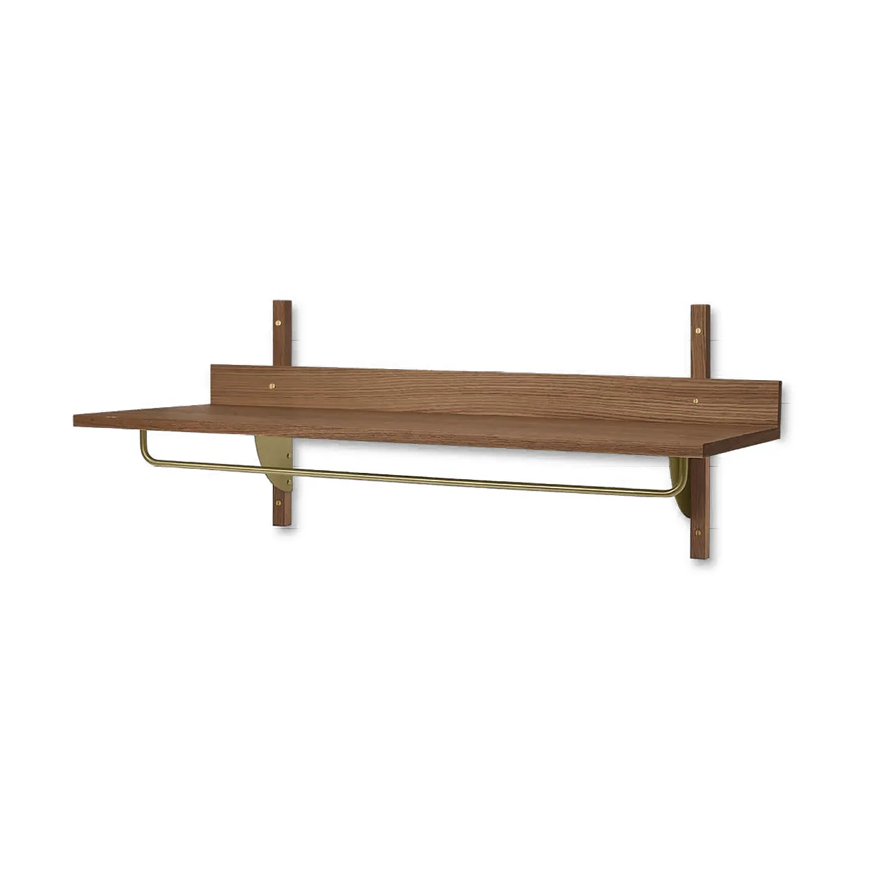 Sector shelf with hanging rail 37x87 cm, Smoked Oak, brass Ferm Living