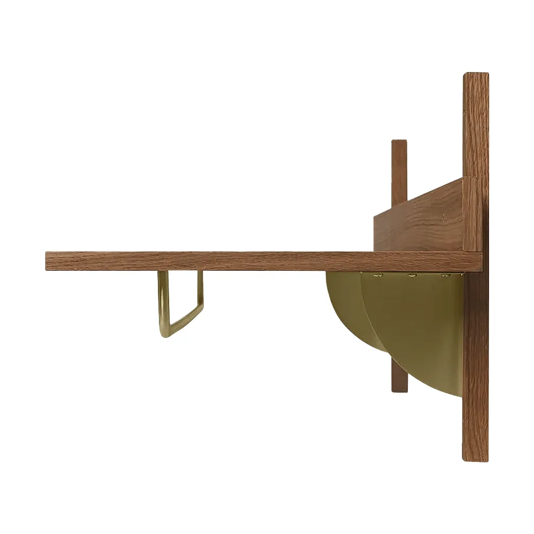 Sector shelf with hanging rail 37x87 cm, Smoked Oak, brass Ferm Living