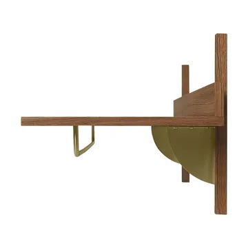 Sector shelf with hanging rail 37x87 cm - Smoked Oak, brass - Ferm Living