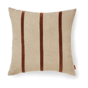 Senti Stripe pillowcase 50x50 cm - Linen-carob brown - Ferm Living