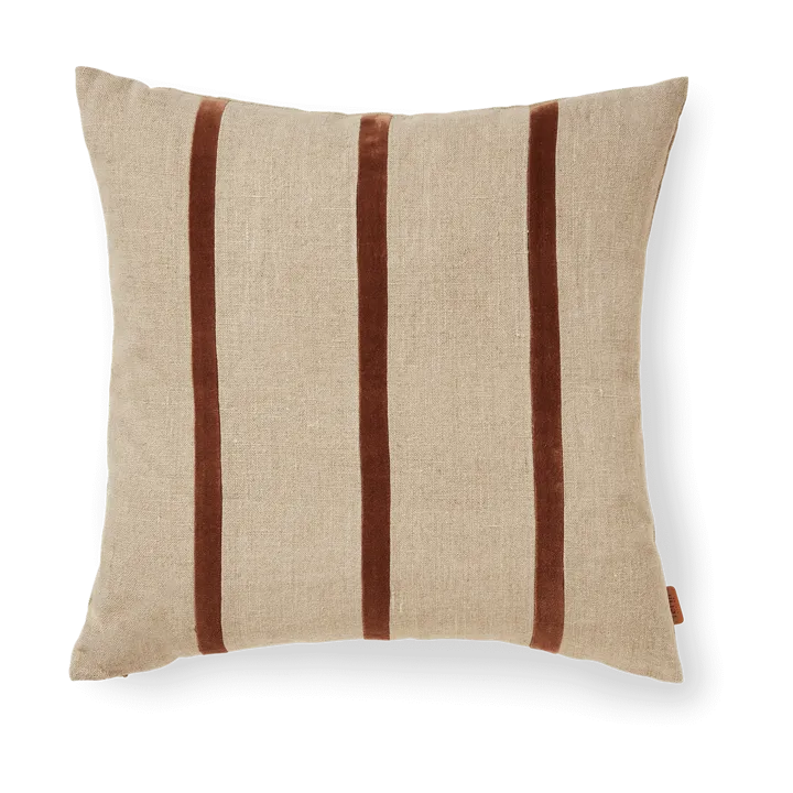 Senti Stripe pillowcase 50x50 cm - Linen-carob brown - Ferm Living