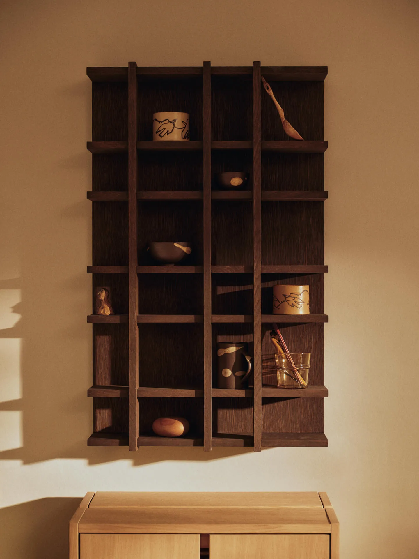 Tilem bookcase, Dark stained oak, 4x6 Ferm Living
