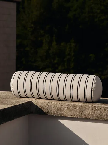 Twill bolster cylinder pillow - Off-white-black - Ferm Living
