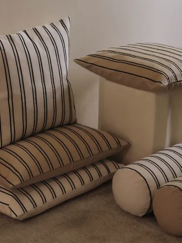 Twill bolster cylinder pillow - Off-white-black - Ferm Living