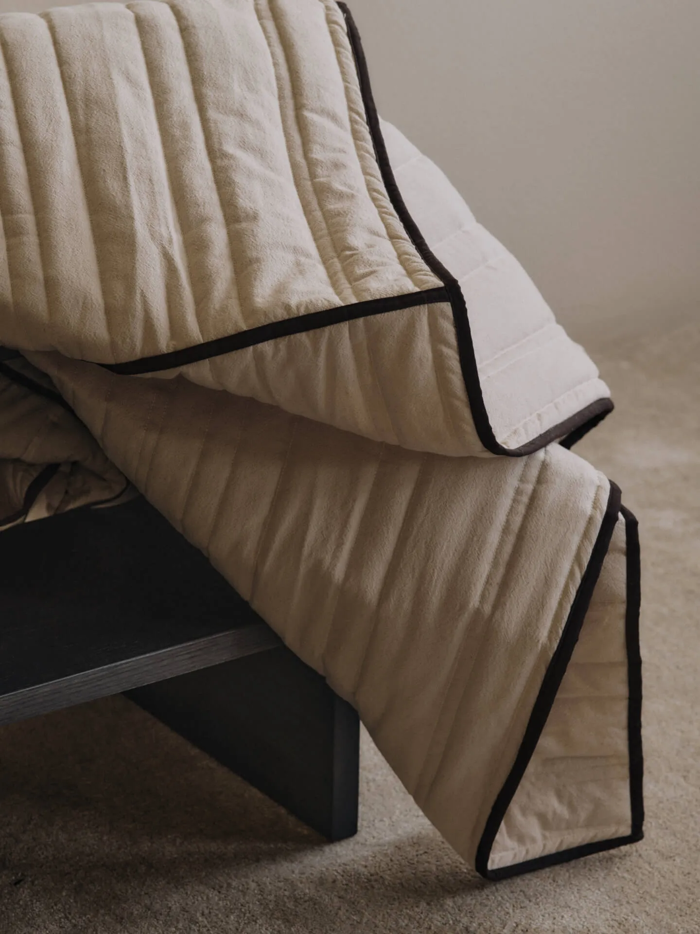 Vari quilted bedspread, Natural-dark chocolate, 260x180 cm Ferm Living