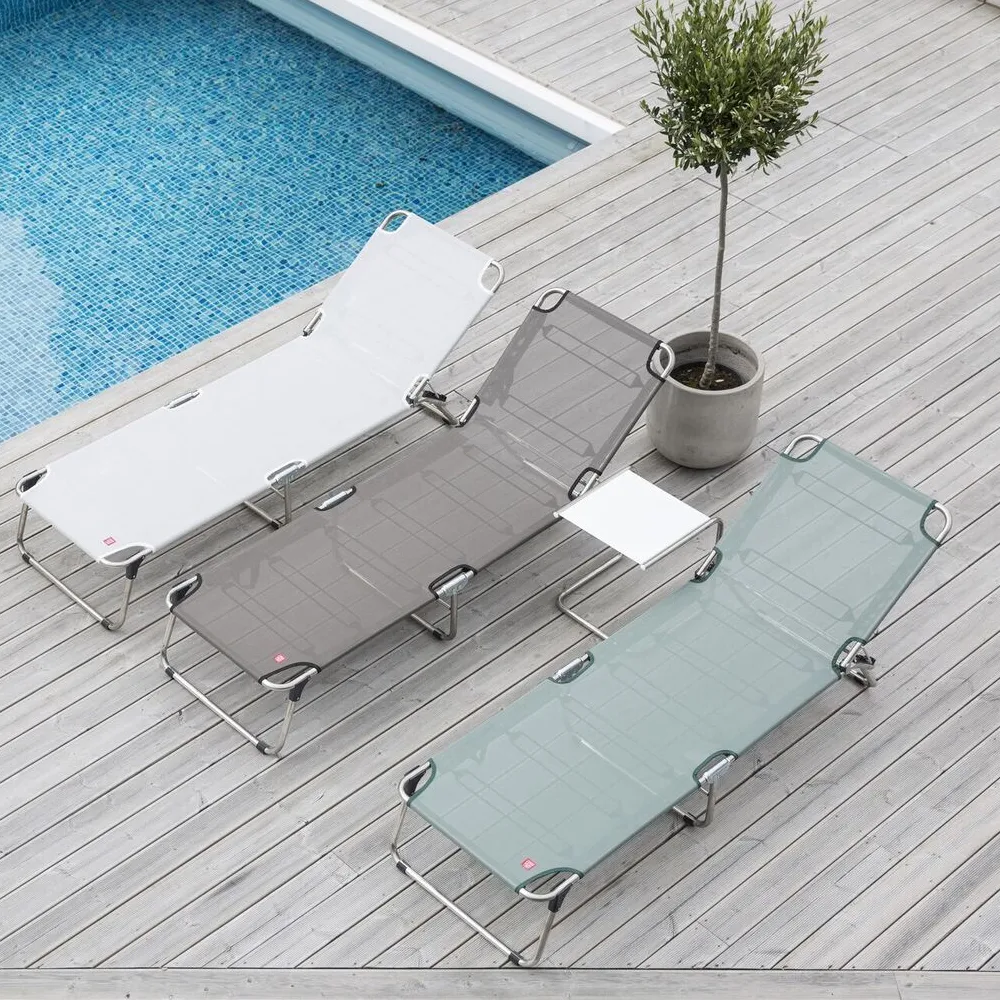 Amigo XXL sun lounger, Fabric sage green-aluminium frame Fiam