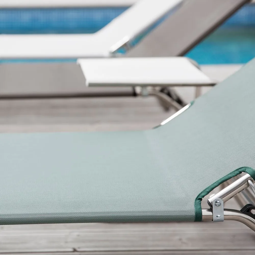 Amigo XXL sun lounger, Fabric sage green-aluminium frame Fiam