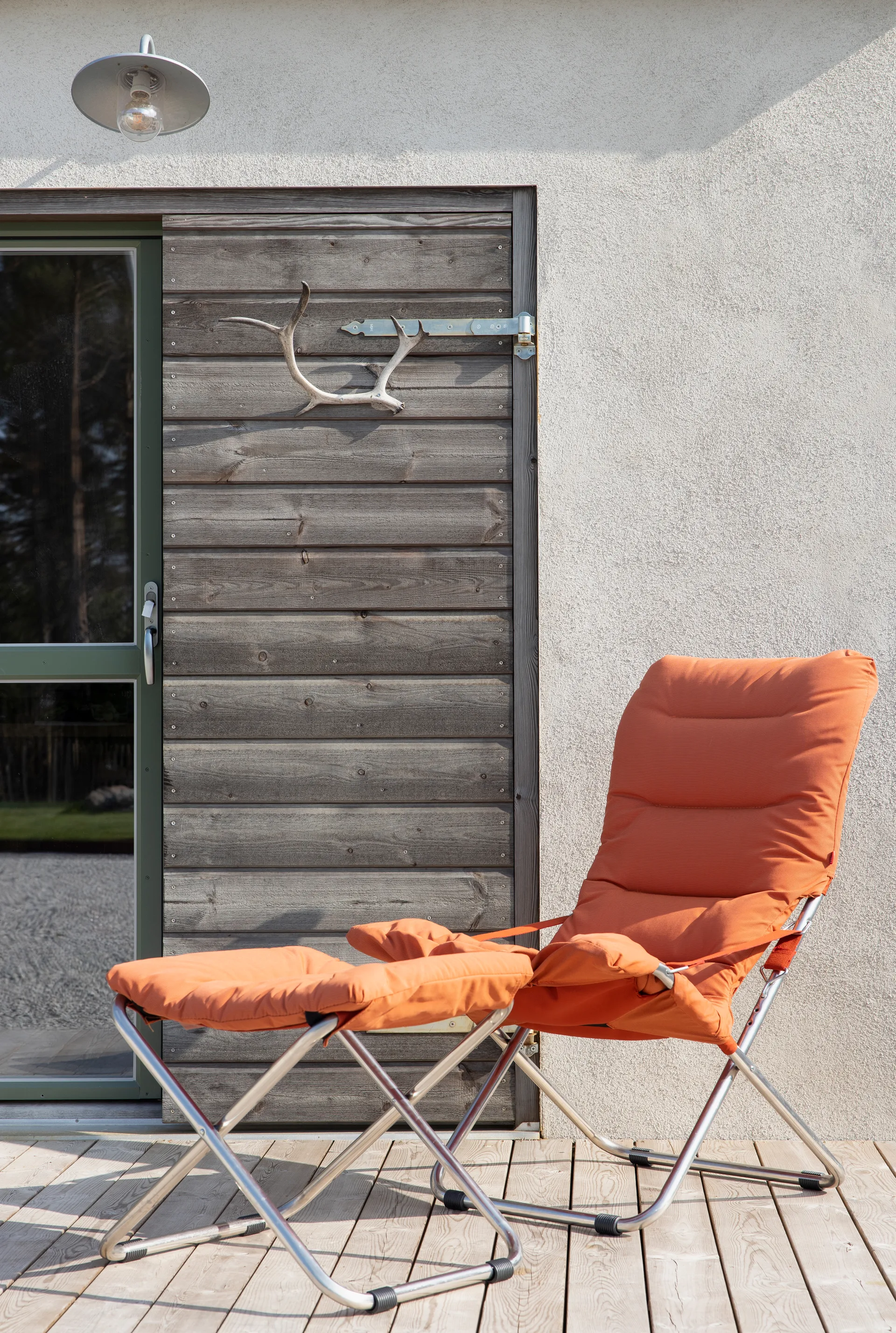 Fiesta Soft sun lounger, Fabric orange-aluminium frame Fiam