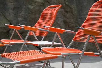 Spaghetti sun lounger with footrest - Orange - Fiam