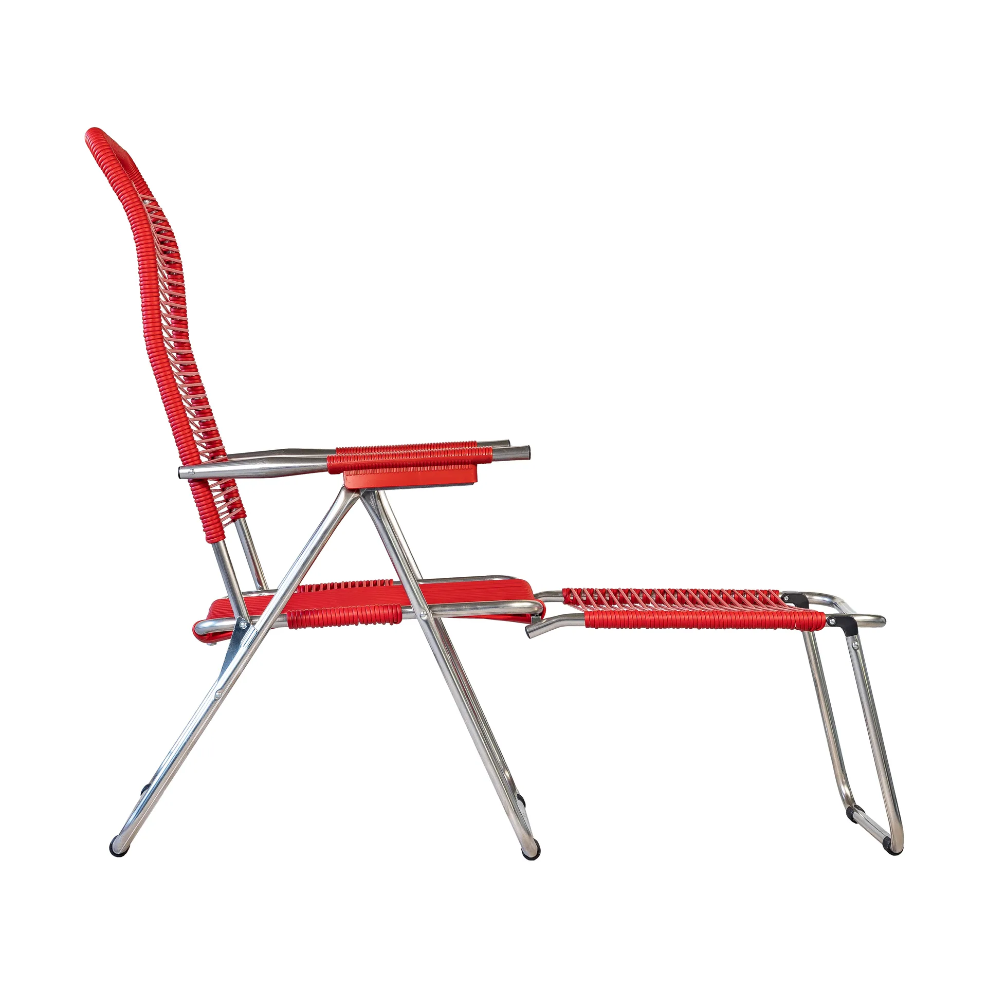 Spaghetti sun lounger with footrest, Red Fiam