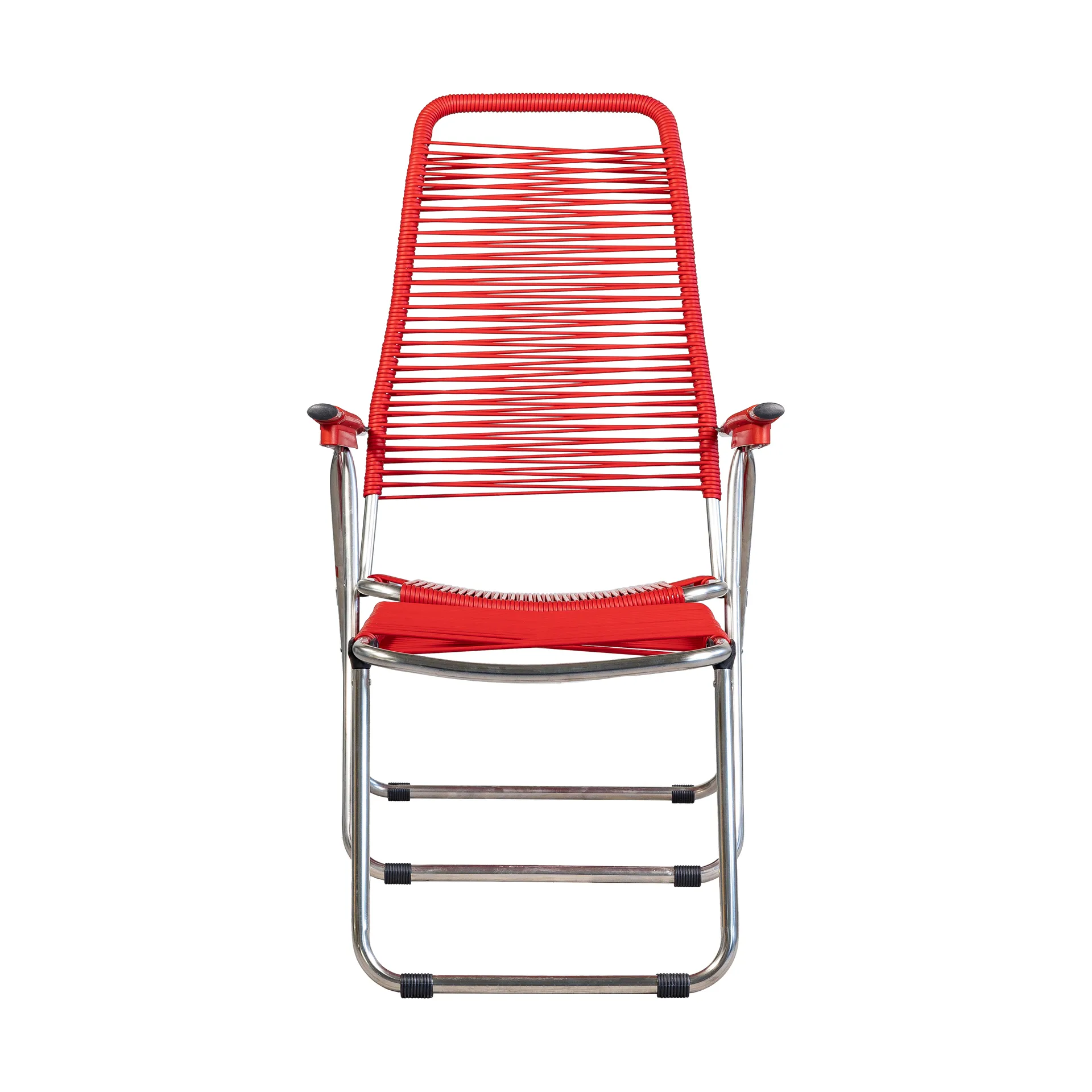 Spaghetti sun lounger with footrest, Red Fiam