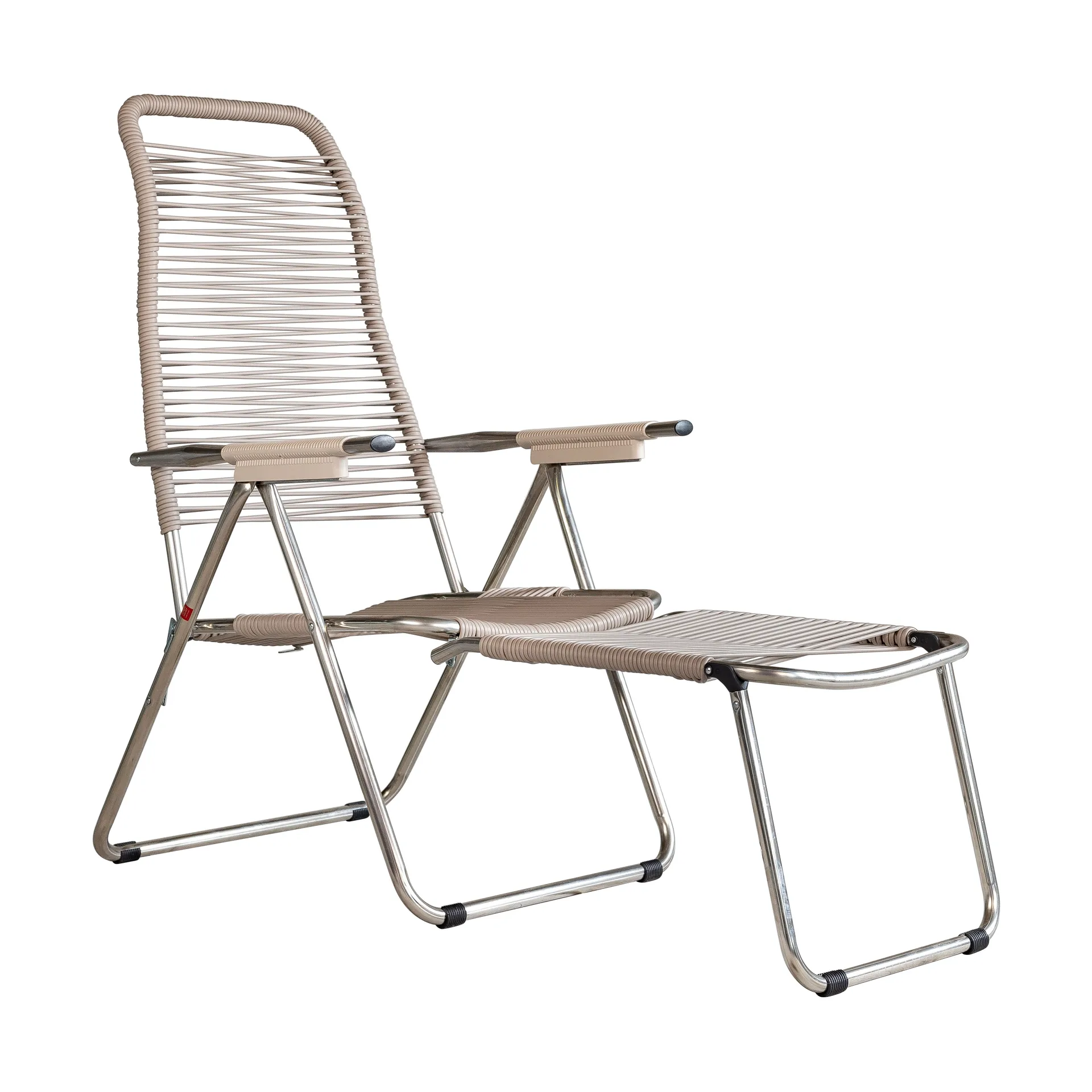 Spaghetti sun lounger with footrest, Taupe Fiam