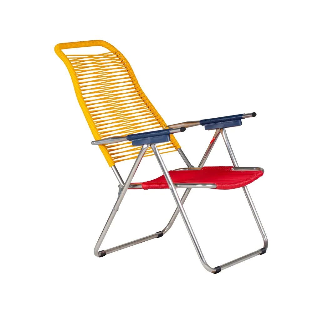 Spaghetti sun lounger without footrest, Multi-aluminium frame-yellow Fiam