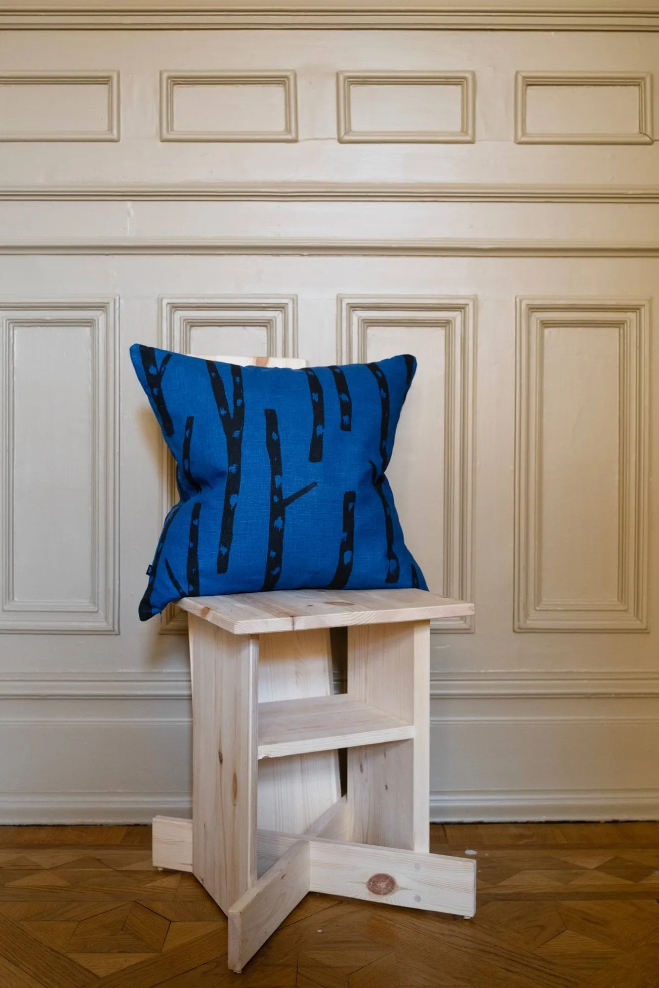 Birch cushion cover 48x48 cm, Blue-black Fine Little Day