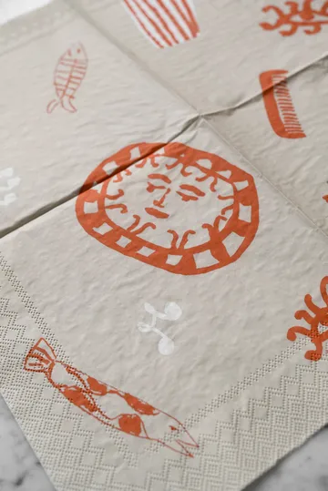 Figures napkin 20 pack - Beige-red - Fine Little Day