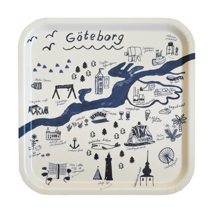 Gothenburg tray 32x32 cm - White-Blue - Fine Little Day