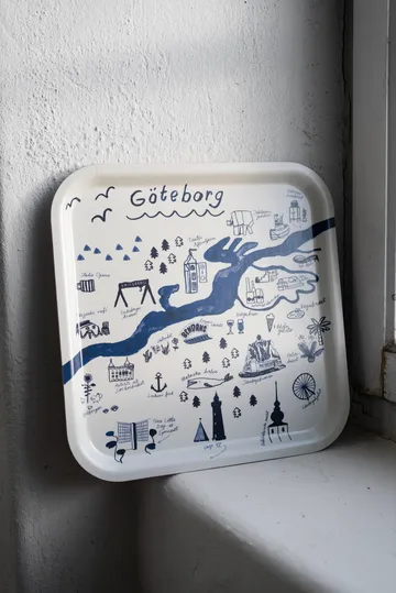 Gothenburg tray 32x32 cm - White-Blue - Fine Little Day