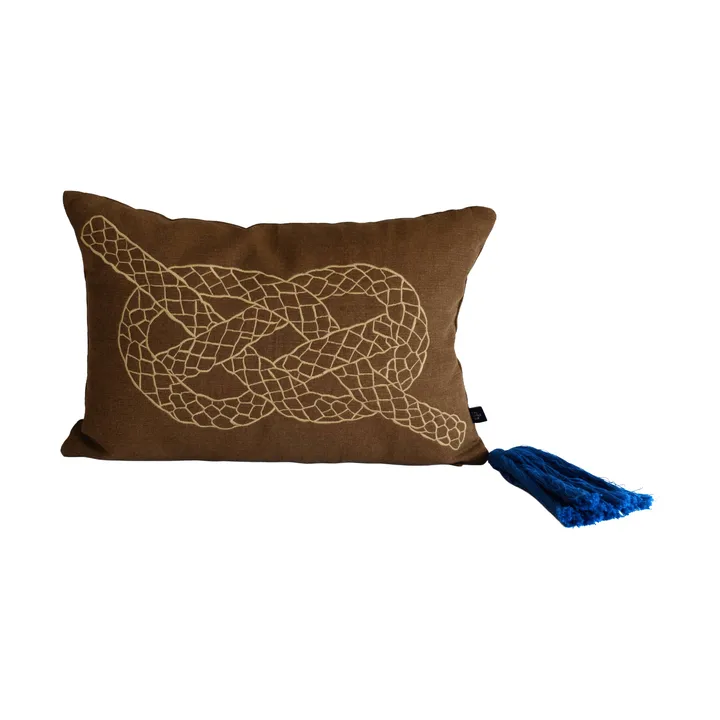 Knop decorative cushion - Brown-gold-blue, 27x40 cm - Fine Little Day