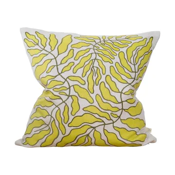 Leaves cushion cover embroidered 48x48 cm - Lime-nature - Fine Little Day