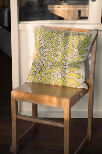 Leaves cushion cover embroidered 48x48 cm - Lime-nature - Fine Little Day
