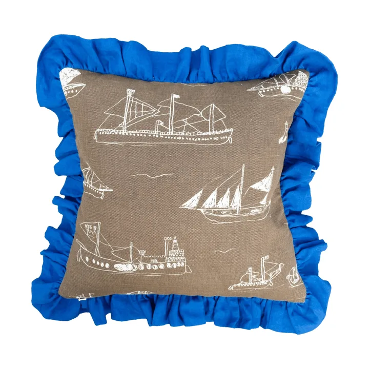 Ohoy cushion cover - Brown-natural-blue, 48x48 cm - Fine Little Day